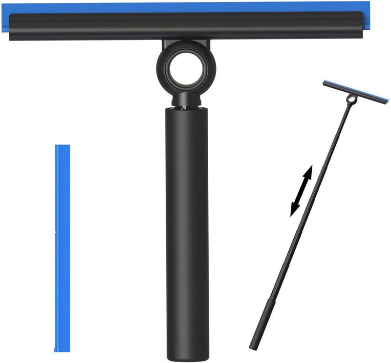 EHOMGUI Shower Squeegee for Glass Doors, Squeegee with Long Handle, Telescoping Squeegee for Shower, Extendable Window Cleaner Tool for Car Windows, Tile Walls, Sliding Door, Shower Glass Door - Image 1